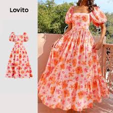 Lovito Vestido Colorblock Simples 1
