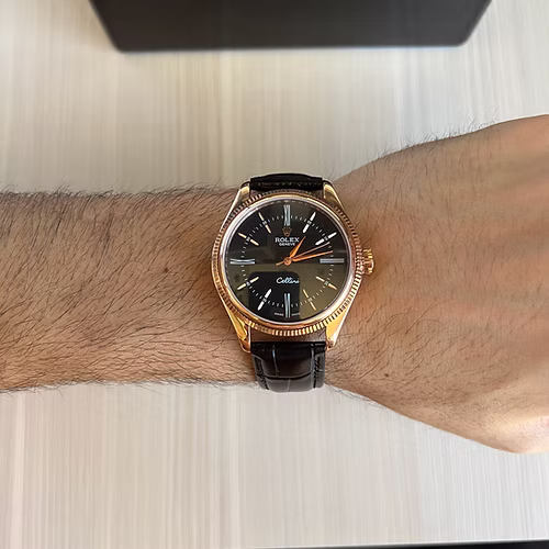 ROLEX CELLINI ROSE/PRETO COURO 40MM 2