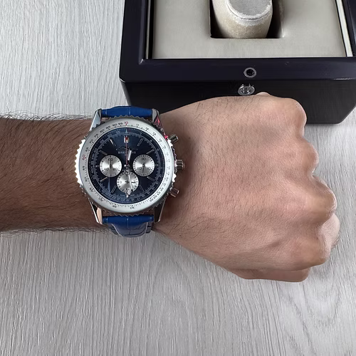 BREITLING NAVITIMER AZUL COURO 46MM 2