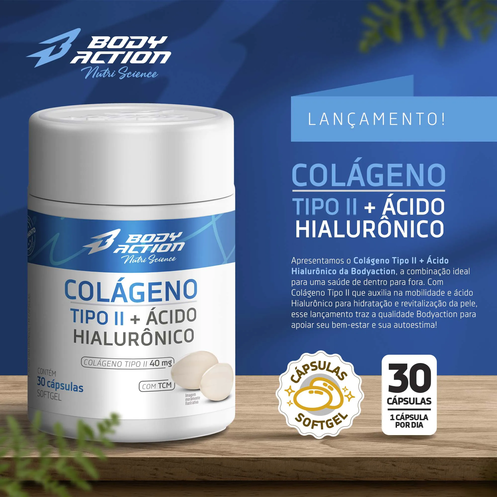 Colágeno Tipo II + Ácido Hialurônico | 30 Cápsulas - Bodyaction 2
