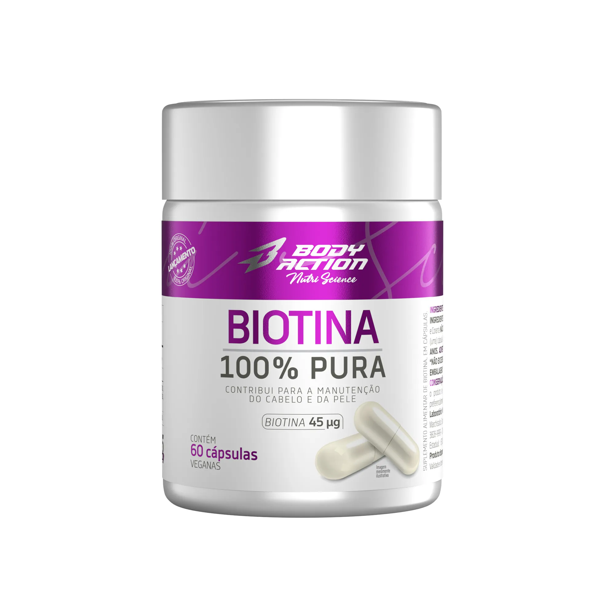 Biotina 100% Pura | 60 Cápsulas - Bodyaction 1
