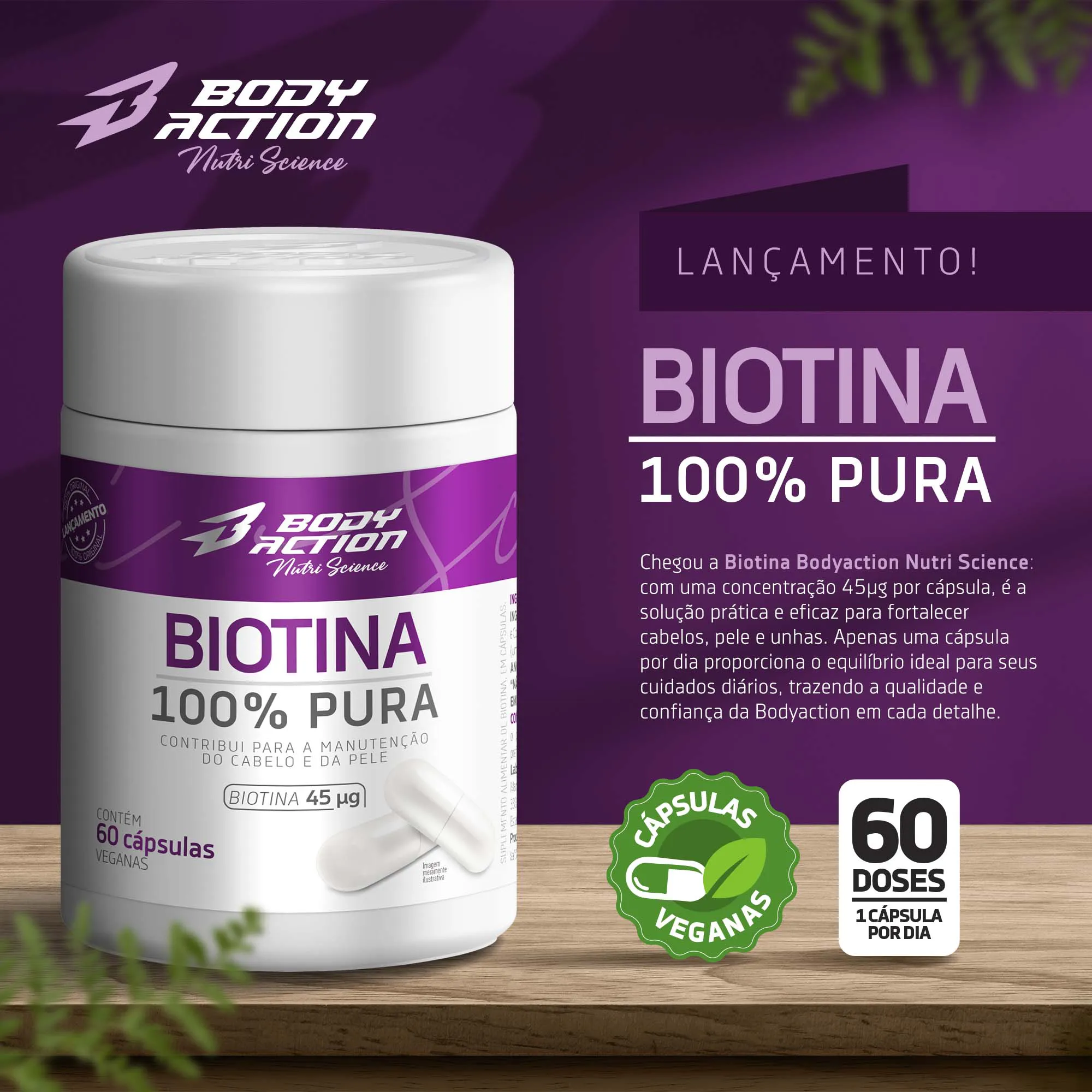 Biotina 100% Pura | 60 Cápsulas - Bodyaction 2
