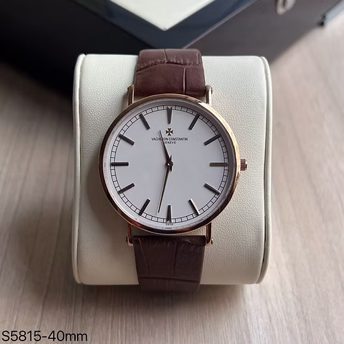 VACHERON CONSTANTIN MOEDA SLIM ROSE COURO 40MM 1