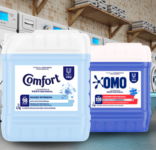 Kit Lavandeira: Lava Roupas Líquido Lavanderia Pro Omo 7L + Amaciante Lavanderia Pro Comfort 7L 3