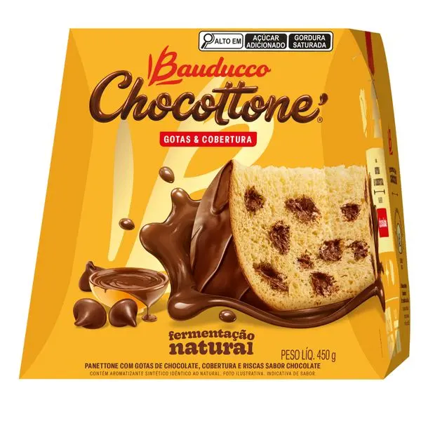 Caixa Bauducco Chocottone Gotas e Cobertura 450g 2