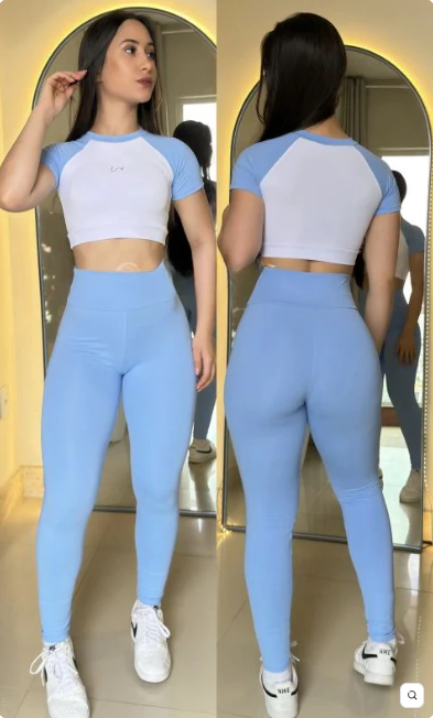 Conjunto Malibu legging poliamida bicolor com cropped de maguinha  3