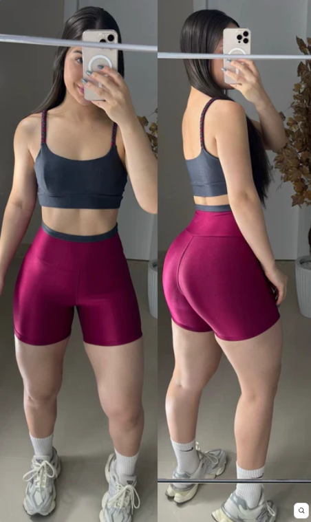 Conjunto Clean de short poliamida aveludado bicolor top trançado  1