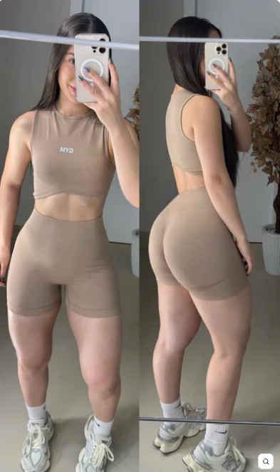 Conjunto de short empina bumbum sem costura GYM 1