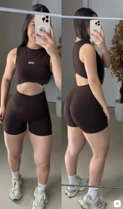 Conjunto de short empina bumbum sem costura GYM 2