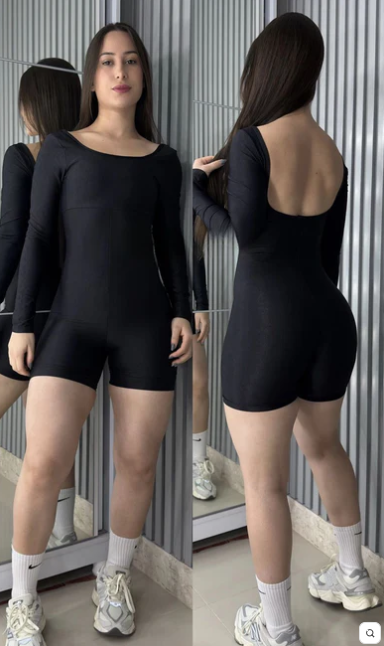 Macaquinho Shine manga longa poliamida aveludado  3