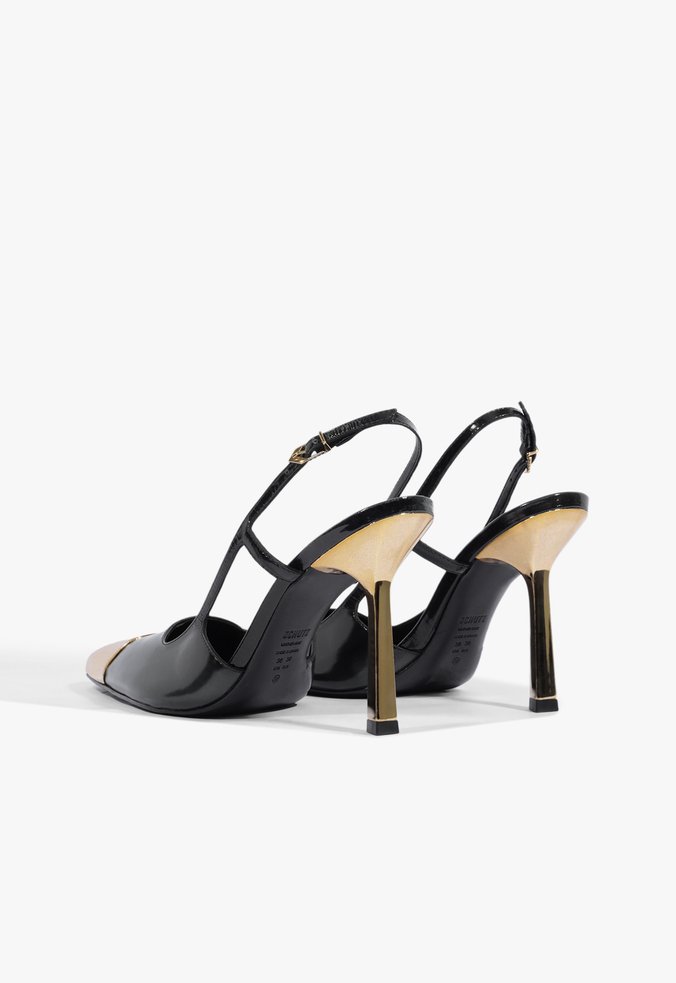 Sapato Scarpin Slingback Verniz Couro Preto 3