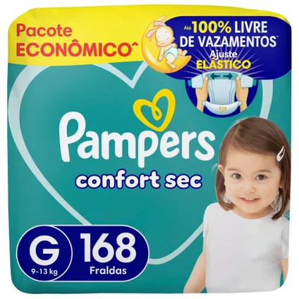 Fraldas Pampers Confort Sec G 168 Unidades, Pampers 1