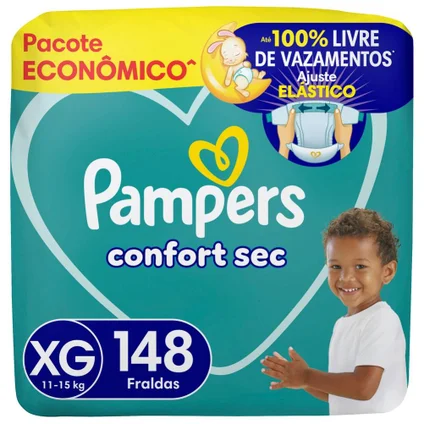 Fralda Pampers Confort Sec XG 148 Unidades, Pampers 1