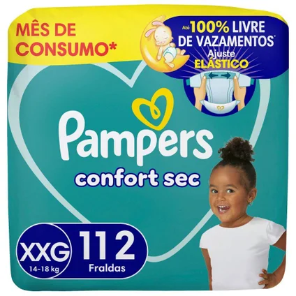 Fraldas Pampers Confort Sec XXG 112 Unidades, Pampers 1