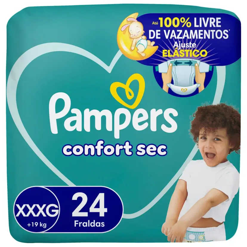 Fralda Pampers Confort Sec Xxxg com 24un 1
