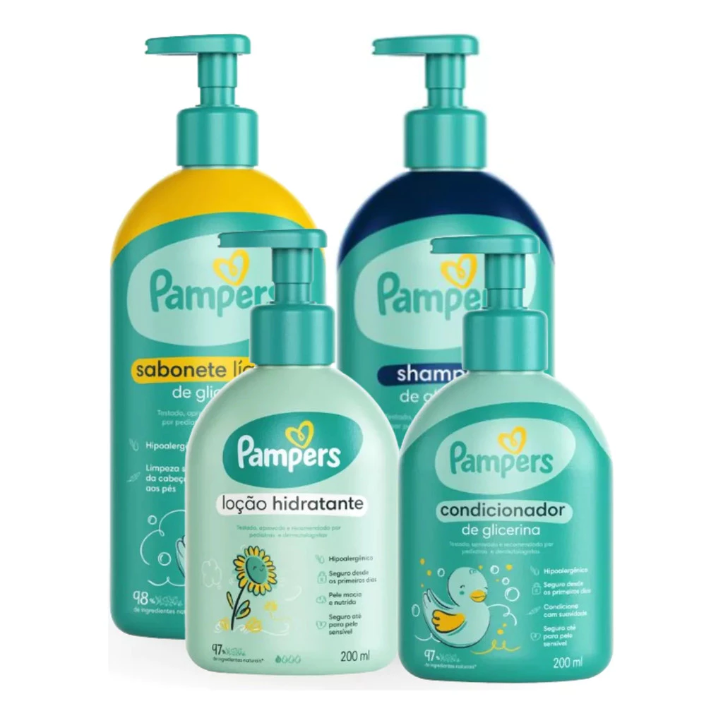 Kit Pampers Shampoo, Cond, Sabonete E Loção Hidratante Bebê 1