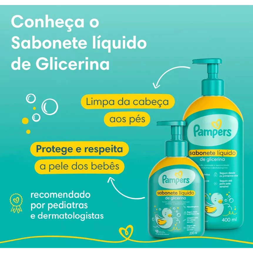 Kit Pampers Shampoo, Cond, Sabonete E Loção Hidratante Bebê 4