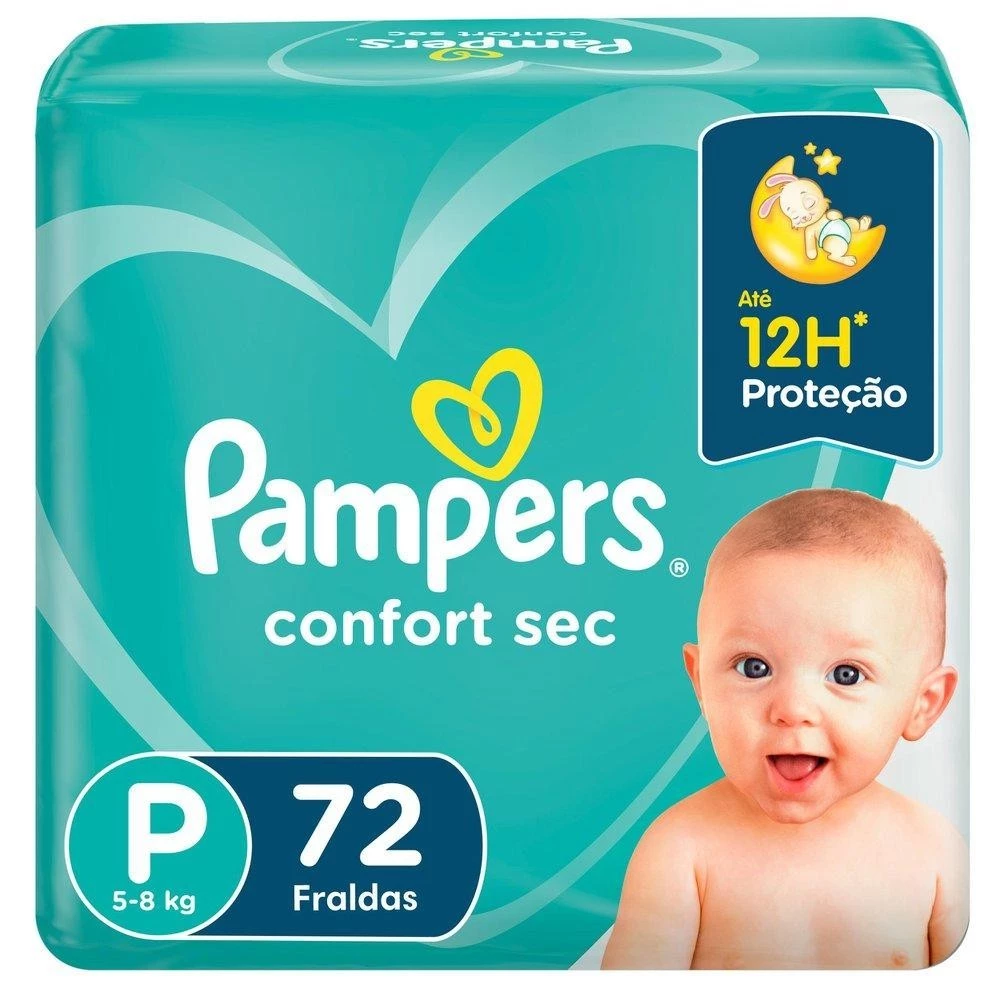 Kit 2 Fraldas Pampers Confort Sec Super Tamanho P 72 Unidades 2
